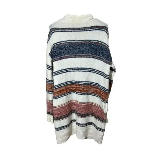 Loft Womens Open Front Long‎ Cardigan Multicolor Stripe Pockets Size S Soft Cozy - Picture 11 of 11